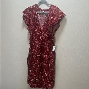 Old Navy Burgundy Floral Midi Dress